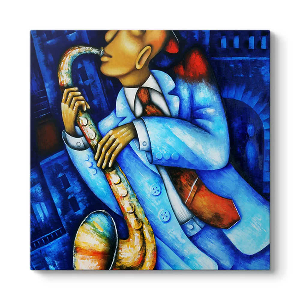 Mavili Jazz Sanatçısı Tablosu - Model 3